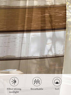 Sheer Curtains 72 Inches Long, Vintage Geometric Brown Semi Sheer Curtains - Image 6