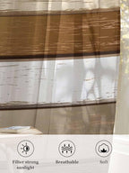 Sheer Curtains 84 Inches Long, Vintage Geometric Brown Semi Sheer Curtains - Image 6
