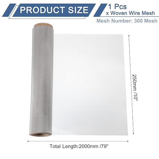 uxcell 300 Mesh 79" x 10" Woven Wire Mesh, 316 Stainless Steel Air Vent Filter - Image 2
