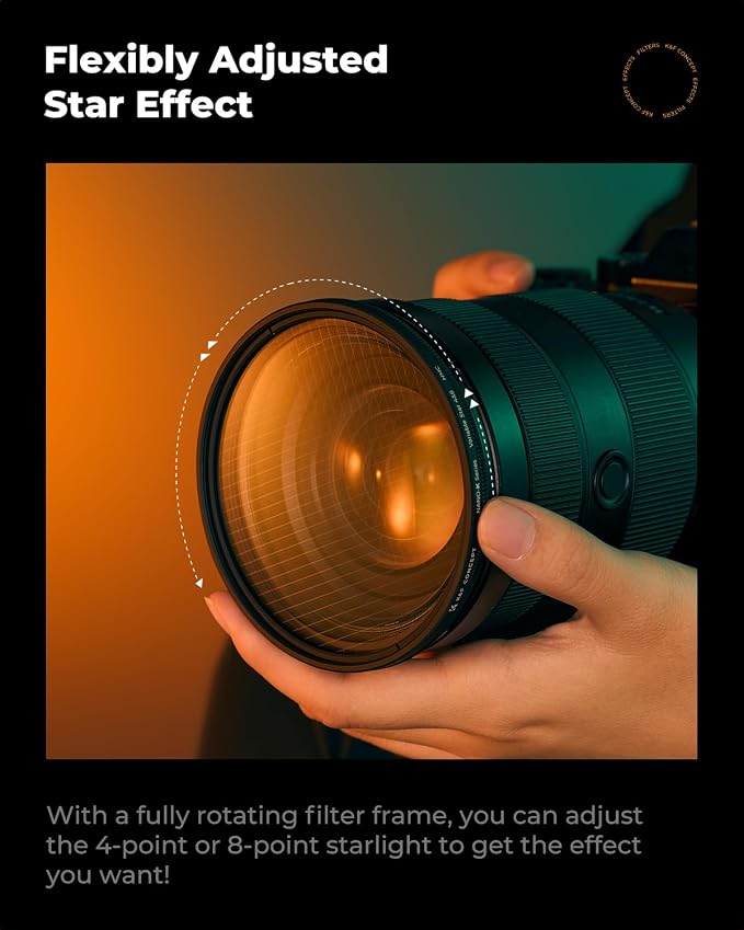 K&F CONCEPT 72mm Variable Star Filter Cross Screen Starburst Filter 4, 8 Points - Image 6