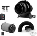 iPower 4 Inch 195 CFM Inline Fan, Air Carbon Filter, 8 Feet PVC Ducting by iPower