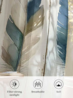 Sheer Curtains 84 Inches Long, Boho Blue Feathers Semi Sheer Curtains Light - Image 6