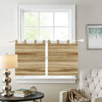 Light Brown Wood Grain Kitchen Curtains 36 Inch Length, Small Window Curtains - Image 2