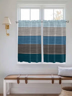 Retro Farm Blue Gray Wood Grain Window Valance Curtains, Rustic Wooden Plank - Image 3