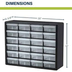 Akro-Mils 24-Drawer Plastic Storage Cabinet | 20" W x 6" D x 16" H | Black |
