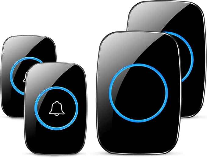 Wireless Doorbell, Waterproof Door Bell Kit, Distinguish Front and Rear Doors