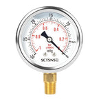 2-1/2" Dial Size, -30 inHg-0 Pressure Gauge, Glycerin Liquid Filled, 1/4" NPT by SCTSNSR