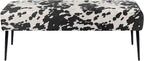 DUHOME Velvet Bench Ottoman, Upholstered Bedroom Benches Cow Print End of Bed
