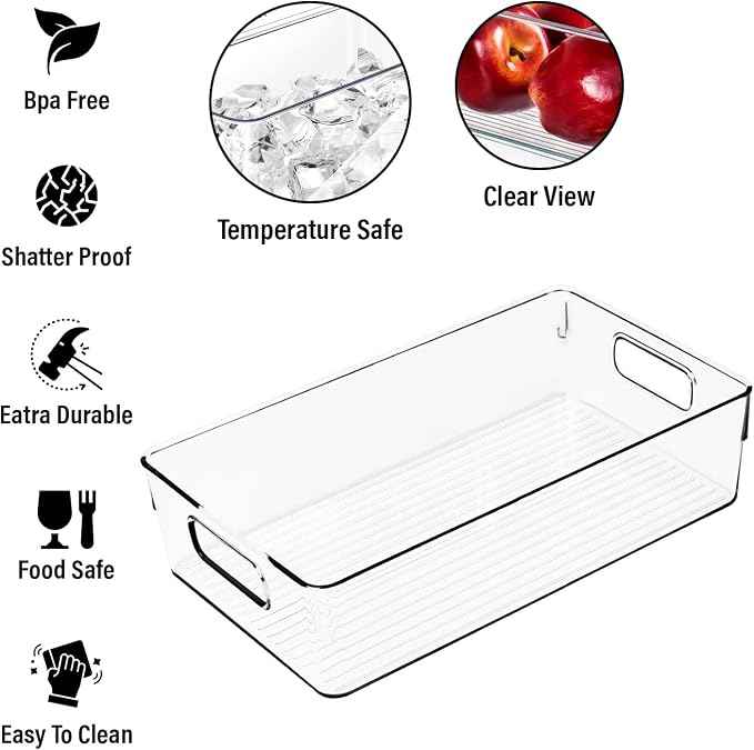 Large Clear Plastic Storage Bins, Pantry Organizers and Storage Containers