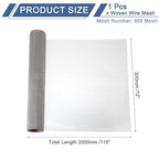 uxcell 400 Mesh 118" x 12" Woven Wire Mesh, 304 Stainless Steel Air Vent Filter - Image 2