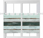 Blue Teal Kitchen Curtains 36 Inch Length, Small Window Curtains Tab Top by Unknown