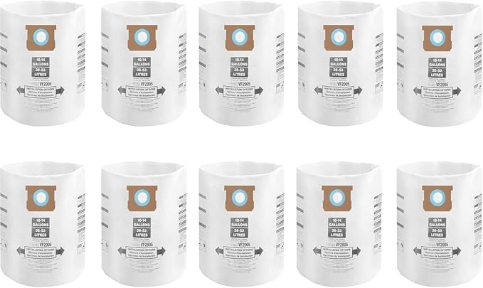 10 Pack Shop Vac 10-14 Gallon Vaccum Bags, ALYYDBG Type F 90662 9066200 9066233 by ALYYDBG
