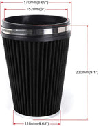 6" 152 mm High Flow Inlet Air Filter, Air Intake Cone Filter