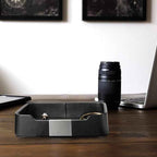 SANZIE Luxury Leather Tray Desktop Storage Catchall Organizer Decorative Tray