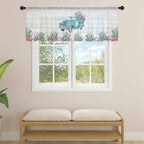 Farmhouse Sheer Valance Curtains, Summer Blue Car - Image 4
