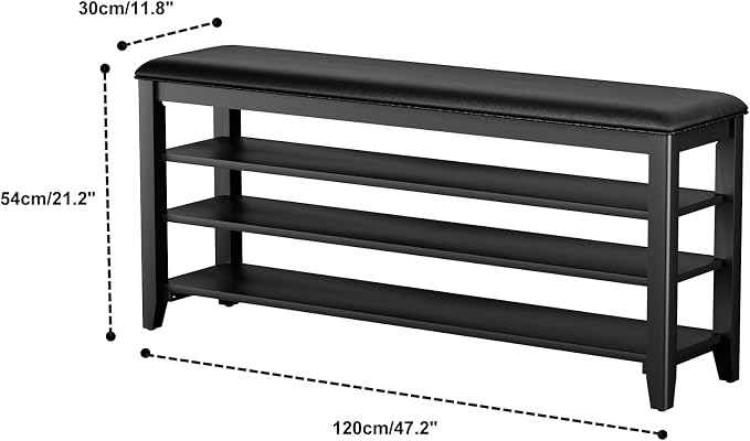 Shoe Bench Storage Rubberwood