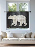 Sheer Curtains 45 Inch Length, Rustic Counrty Vintage Wood Grain Privacy Voile - Image 4
