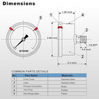 0 to 160 Psi Pressure Gauge, Glycerin Liquid Filled, 2.5 inch Dial, 1/4" NPT - Image 6