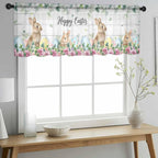 Easter Sheer Valances for Windows 54"x18", Light Filtering Kitchen Curtains - Image 2