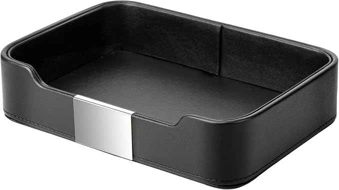 SANZIE Luxury Leather Tray Desktop Storage Catchall Organizer Decorative Tray