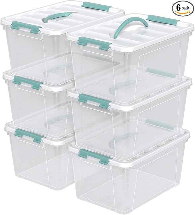 Zopnny 14 Quart Plastic Lidded Storage Bin