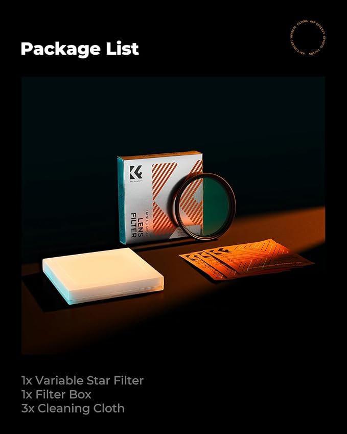 K&F CONCEPT 72mm Variable Star Filter Cross Screen Starburst Filter 4, 8 Points - Image 7