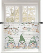 Sheer Curtains 45 Inch Length, Sage Green Gnomes Semi Sheer Curtains Light by Unknown