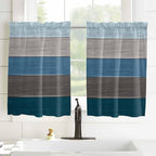 Retro Farm Blue Gray Wood Grain Window Valance Curtains, Rustic Wooden Plank - Image 4