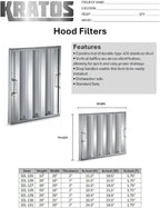 Kratos Commercial Hood Filter 16" x 20" x 2", Stainless Steel - Image 2