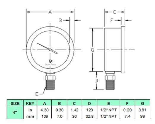 4" Oil Filled Vacuum Pressure Gauge - Image 6