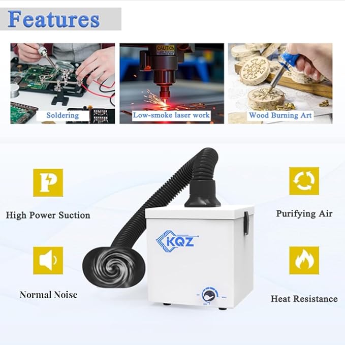 KQZ-W1 Solder Fume Extractor, 168m³/h Strong Suction Smoke Extractor, 5*Thick - Image 5