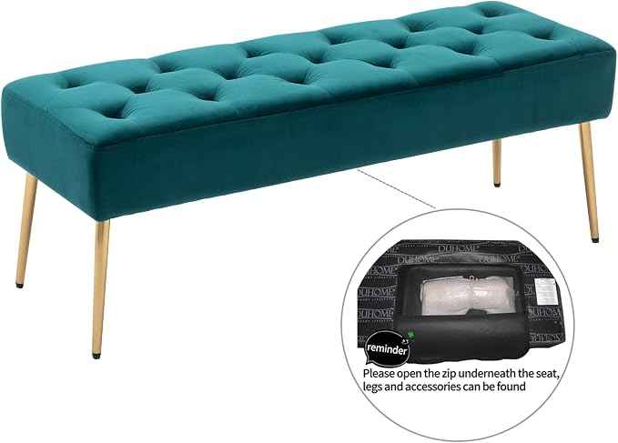 DUHOME Modern Velvet Bench Ottoman, Upholstered Bedroom Benches Footrest Stool