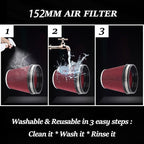 MUGE RACING 6" 152 mm High Flow Inlet Air Filter, Air Intake Cone Filter - Image 5
