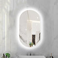 Oval LED Illuminated Bathroom Mirror, Wall-mounted Vanity Makeup Mirror by Unknown