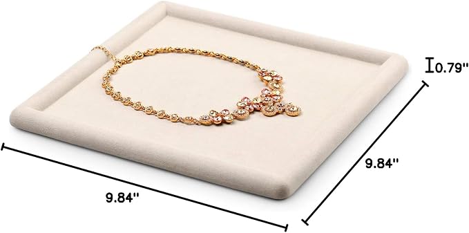 Oirlv Top Microfiber Jewelry Tray Square Nightstand Organizer Rings Earrings - Image 9
