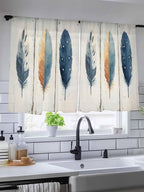 Sheer Curtains 54 Inch Length, Boho Ombre Vintage Wooden Grain Privacy Voile - Image 5
