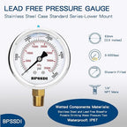0-5000 Psi Glycerin Liquid Filled Hydraulic High Pressure Gauge, 2.5" Dial Size - Image 2
