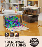 WYT Small Clear 5-Quart Plastic Storage Container Bin