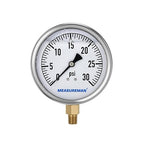 MEASUREMAN Glycerin Filled Plumbing Pressure Gauge 0-30psi Stainless Steel Case by MEASUREMAN