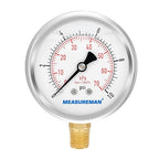 MEASUREMAN 2-1/2" dial, Glycerin Filled, Stainless Steel case, Brass Inside by MEASUREMAN