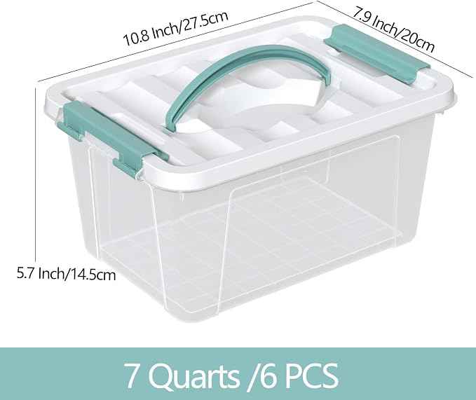Zopnny 7 Quart Small Clear Storage Latch Box