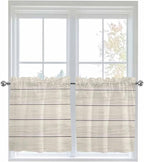 Vintage Country Wooden Board Window Valance Curtains, Gradient Wood Grain Line - Image 9