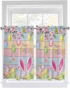 Colorful Easter Kitchen Curtains 54 Inches length, Spring Watercolor Bunny Egg by Unknown