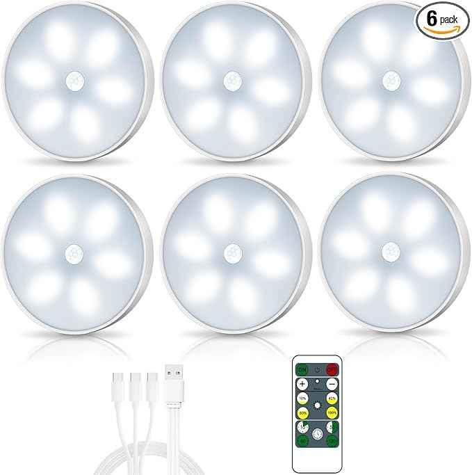 LED Closet Lights Motion Sensor Puck Light, Rechargeable Step Puck Lights