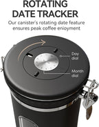 Veken Coffee Canister with Window, Airtight Stainless Steel Pantry Container - Image 4
