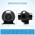 iPower 4 Inch 195 CFM Inline Fan, Air Carbon Filter, 8 Feet PVC Ducting - Image 4