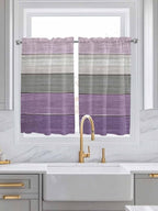 Country Wood Board Gray Purple Window Valance Curtains, Farmhouse Gradient - Image 2