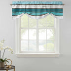 Turquoise Teal Tie Up Valance Curtains - Image 2