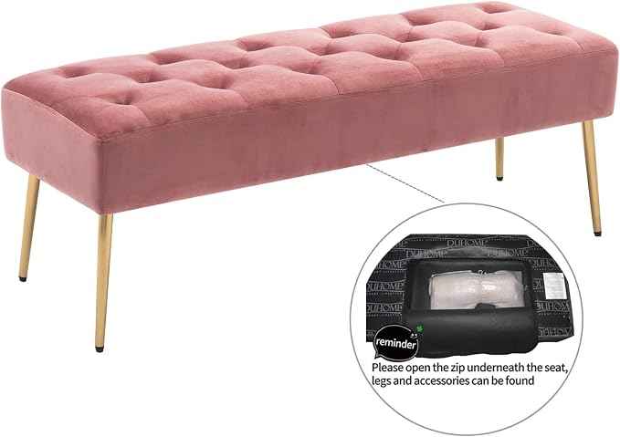 DUHOME Modern Velvet Ottoman Bench, Button-Tufted Upholstered Bedroom Benches