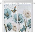 Blue Tulips Bedroom Curtains 72 Inch Length, Window Curtains Tab Top, by Unknown